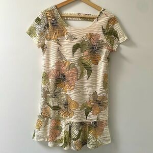Nicole Miller Studio floral shift shirt mini dress US6 shortsleeve